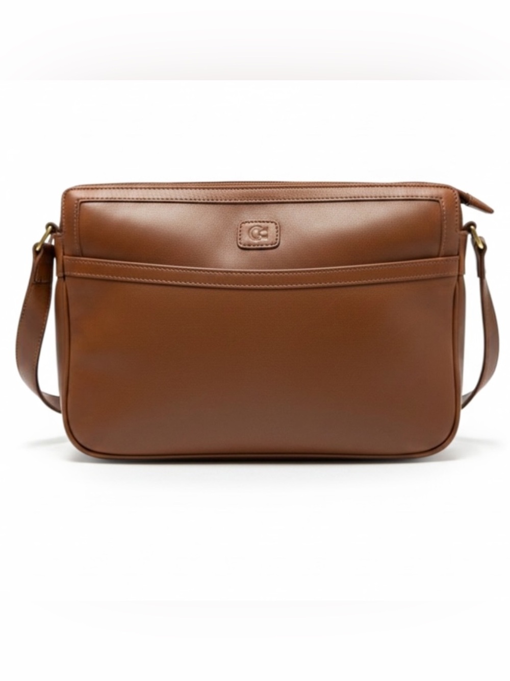 Vintage Ganson Brown Leather Crossbody Bag 12x8 Adjustable Strap